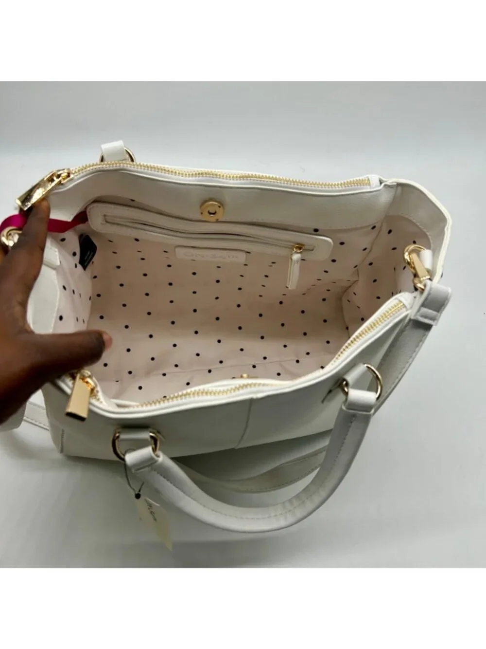 On 34th Bright White Faux Leather Robbinn Medium Satchel Bag